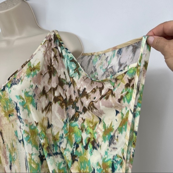 Lovestitch Floral Cold Shoulder Keyhole V-Neckline Multicolor Scarf Blouse - Picture 6 of 11